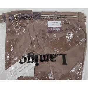 Lamigo Trouser Mens 32 Brown Polyester Retro 70s Disco Vintage Dead stock Sealed